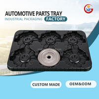 Bandeja de Transporte Apilable de HDPE Negro Resistente, Personalizada, Gruesa, Termoformada, Duradera, para Piezas Automotrices