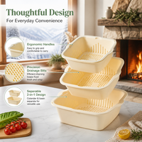 Passoire et égouttoir de cuisine multifonction en plastique sans soudure avec base renforcée pour un gain de place optimal