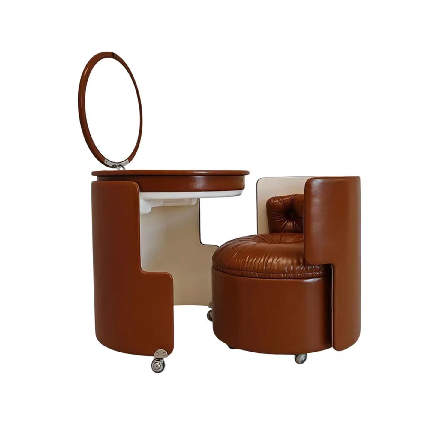 Complete set - brown dressing table + makeup chair combination