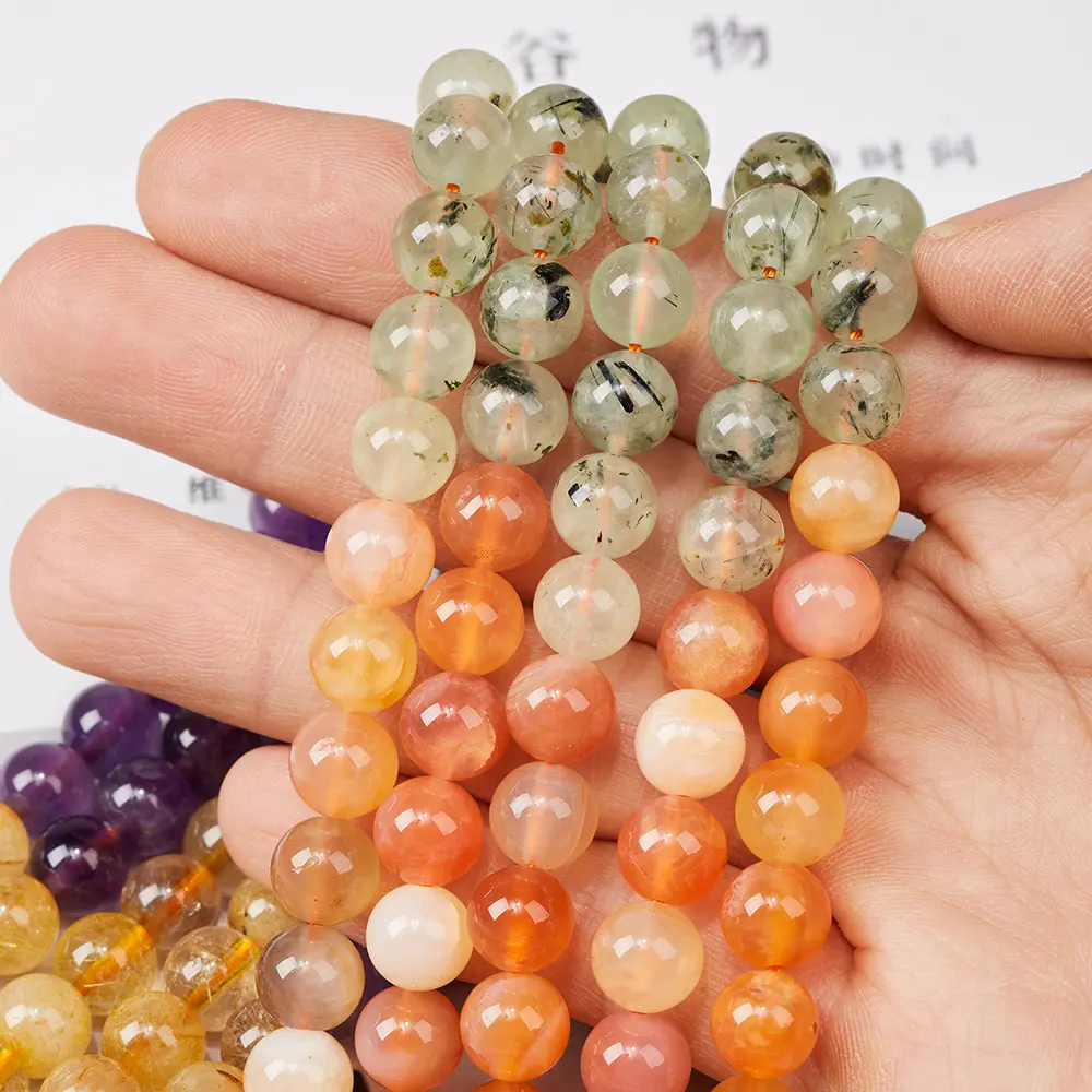 Shanmei Colorful Rainbow Chakra Stone Beads Precious Genuine Real Crystal Quartz Agate Stone Beads for Jewelry Making