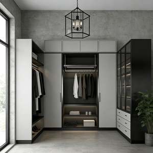 BALOM Armoire moderne sur mesure avec porte coulissante en verre, système d'armoire de rangement de luxe pour chambre à coucher, appartement et villa - Product Image 5