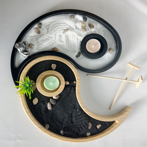 Kit de jardin <span class=keywords><strong>zen</strong></span> en bambou en forme de YIN YANG, arbre de Bouddha artificiel, râteaux, bougies et accessoires, jardin <span class=keywords><strong>zen</strong></span> chinois pour la relaxation sur le bureau - Product Image 4