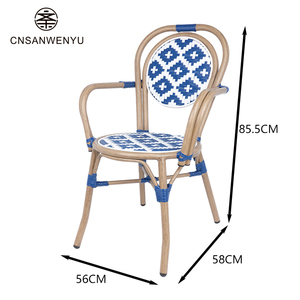 Hotel Outdoor Furniture Aluminium Teslin Armrest Chairs with <strong>Teak</strong> <strong>Table</strong> for Patio <strong>Dining</strong> - Product Image 6