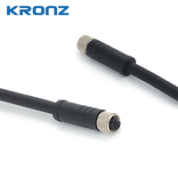 Connecteur d'alimentation KRONZ à code L, 5 broches, en alliage noir, câble IP67, connecteurs circulaires M12, longueur personnalisée, pré-assemblé, verrouillage par vis
