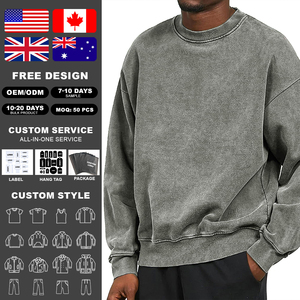 Sweat-shirt rétro personnalisé de haute qualité Kingsen pour homme, en molleton français, lourd et délavé, pull-over brodé pour le printemps - Product Image 2