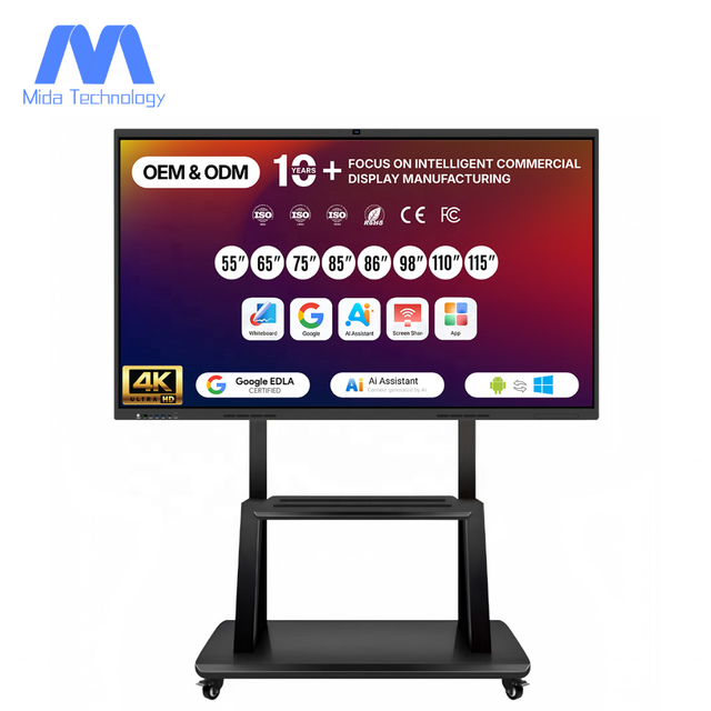 MIDA 55" AI Assistant Interactive Flat Panel 4K EDLA All in One Touch Screen Whiteboard Smart Board with 48MP AI Tracking Camera