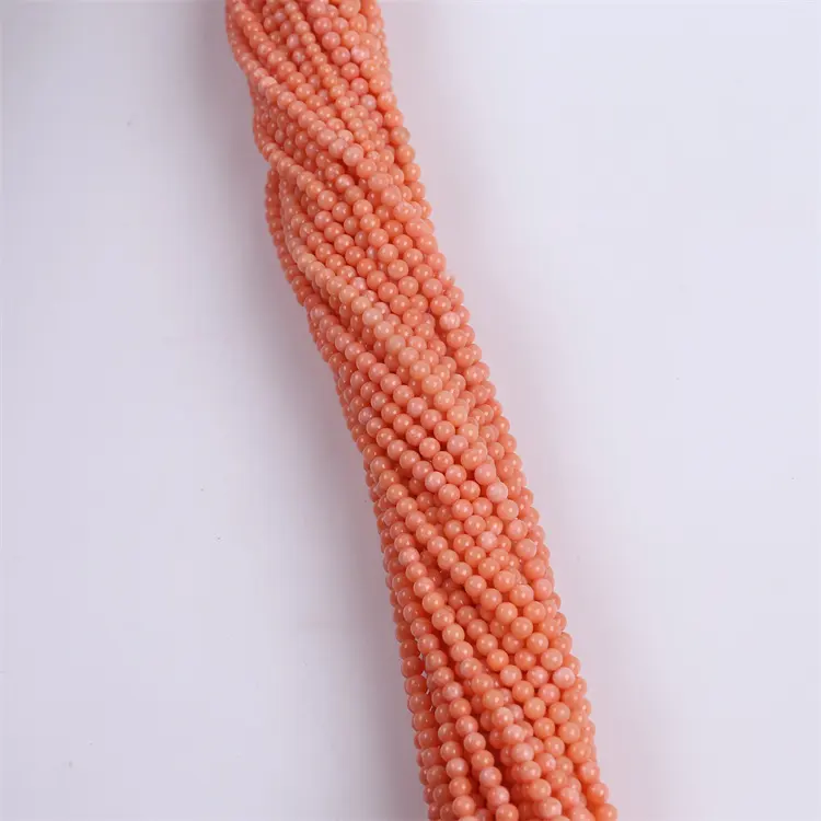 4mm natürliche runde Form lose Perlen rosa Korallen perlen Strang