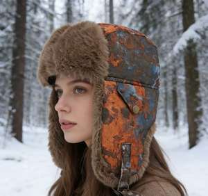 Chapeau en fourrure de lapin <span class=keywords><strong>Rex</strong></span> chaud d'hiver Furbility 2026 pour femmes, fourrure véritable tendance avec du cuir de mouton pour les occasions festives - Product Image 4