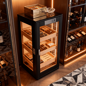 All'ingrosso armadietto per sigari in legno 3 vassoi con igrometro elettronico vetrina logo personalizzato armadietto per sigari legno humidor - Product Image 3