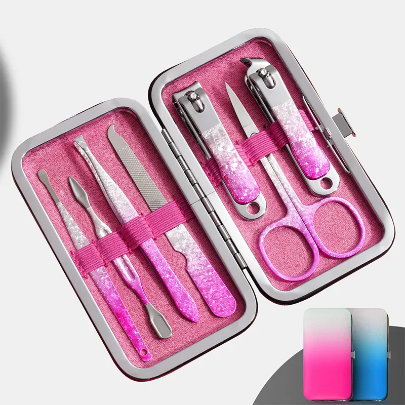 Set alat manikur profesional 7 dalam 1, Set peralatan manikur profesional Salon pedikur, baja tahan karat