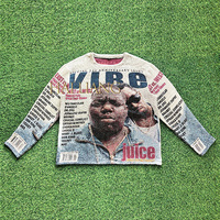 Vente en Gros Nouveau Design Tapisserie Pull à Col Ras du Cou Hip Hop Pull Tissé Tapisserie Vêtements Chandails pour Hommes