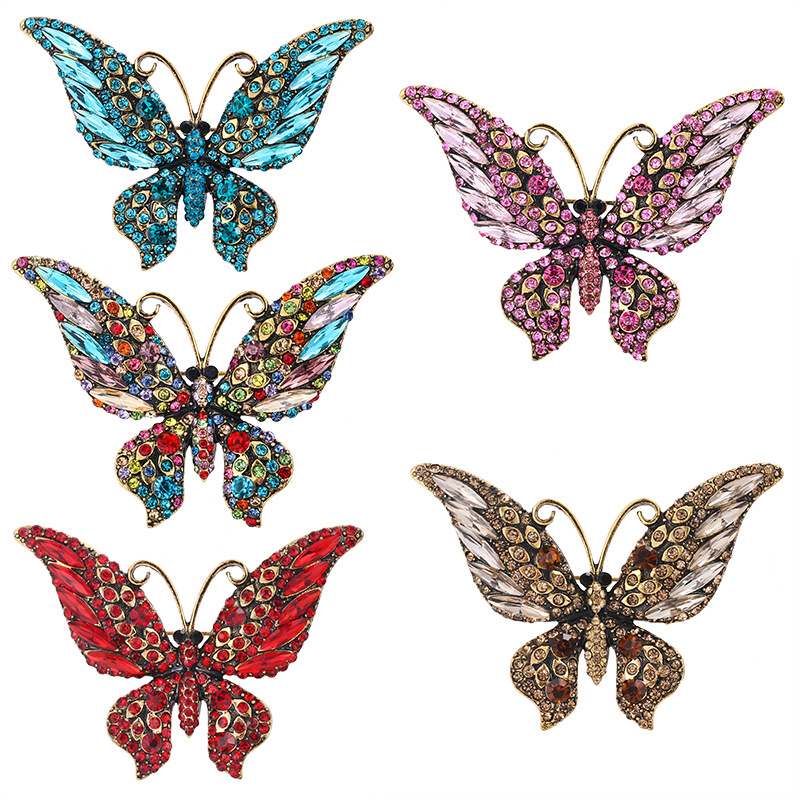 Vintage jewellery brooches women crystal rhinestone butterfly brooches in bulk