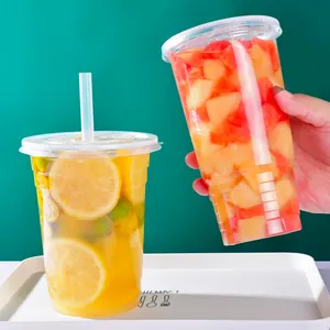 Personalizado para llevar 16/20/24/32oz frutas tazas grandes cubo PP vasos de plástico para bebidas 1000 boba tazas de cerveza de té de la leche