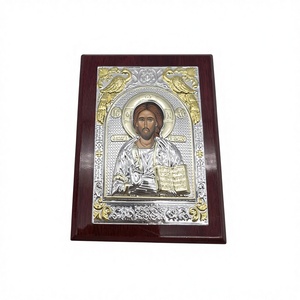 Orthodoxe Mount Athos Ikone 3D Vergoldete Metall-Gravur Jesus Christus Engel Weihnachtsmünze JInBa Marke für Holzkisten Wandschilder - Product Image 5