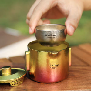 Titanyum çay makinesi fincan setleri 180ML çift katmanlı çay su ısıtıcısı Pot açık kamp taşınabilir çay kupa - Product Image 2