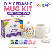 Kit de tasses en céramique DIY esthétique avec couvercle pour enfants et adultes, style TikTok viral, ensemble d'activités artistiques et créatives pour la peinture, cadeau d'anniversaire, prêt pour FBA