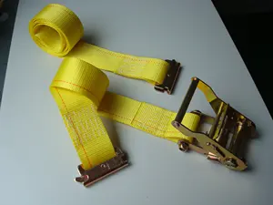 2inch Yellow 4400lbs 50mm polyester e track ratchet tie down strap cargo lashing straps