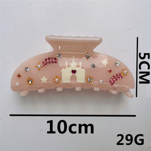 Dernière Offre Spéciale queue de cheval épissage pince à griffes personnalisée mignon acétate châteaux et étoiles acétate de cellulose griffe de cheveux - Product Image 2