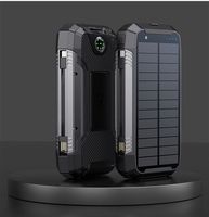 Batterie externe solaire sans fil Li-Polymère 2023 30000mAh Étanche avec lumière LED 10W Double USB Câbles Micro USB Portable pour utilisation en extérieur