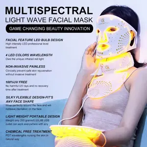 LAMOREVIA Reusable Silicone Complete Your Beauty Routine Skincare Designed Customized Red Led Light Therapy Neck Pdt Face Mask