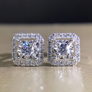 Pendientes pequeños cuadrados para mujer, estilo minimalista brillante, joyería elegante para las orejas - Product Image 2
