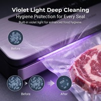 Scelleuse sous vide entièrement automatique, scelleuse d'emballage de cuisine avec largeur de scellage de 30 cm, tube de vide externe et modes sec/humide