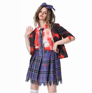 Halloween Horror Vampiro Bloodstained Schoolgirl Zombie Cosplay disfraz estudiante uniforme ropa <span class=keywords><strong>de</strong></span> actuación para baile <span class=keywords><strong>de</strong></span> escenario - Product Image 3
