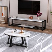 Mueble de TV de Lujo para Sala de Estar, Estructura de Hierro con Recubrimiento en Polvo, Soportes en Forma de L Modernos y Minimalistas, Muebles para el Hogar de Alta Calidad en Madera