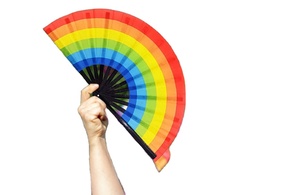 Éventail en satin sublimé imprimé sur mesure de 33 cm (13 pouces) de qualité supérieure, à prix avantageux, éventail arc-en-ciel, éventail de rave - Product Image 6