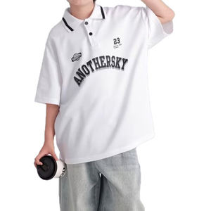 Camiseta Polo de Manga Corta para Niños, Verano, Personalizable con Logotipo, Estilo Preppy para Niños Medianos y Grandes, Camiseta con Cuello y Manga Corta Estampada - Product Image 3