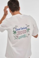 Imperio Shop Unisex-T-Shirt aus Baumwolle, normale Passform, lässig, für Herren, Papageien-Design, atmungsaktiv, weiß, kurzärmelig