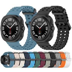 Nouveau <span class=keywords><strong>bracelet</strong></span> de montre en silicone respirant pour <span class=keywords><strong>Samsung</strong></span> Galaxy Watch 7 8 Ultra 47 mm, <span class=keywords><strong>bracelet</strong></span> de montre avec boucle, connecteur métallique - Product Image 1