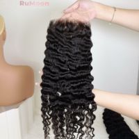 Rumoon 100% Cheveux Humains Bouclés Vietnamiens Remy, Double Trame Faite à la Machine, Bundles de Fermetures en Dentelle HD 100g Chacun pour Tissage de Cheveux