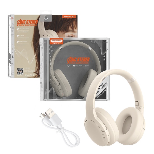 OEM/ODM ANC Over Ear Noise Cancelling Wireless Headphone BT5.3 Super Soft 30H Working Time Microphone Deep Bass Earphone Headset