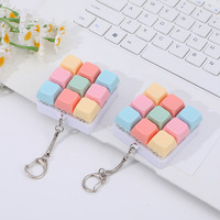 Bouton anti-stress créatif Macaron 9 touches, gadget fantaisie, porte-clés de décompression pour les doigts