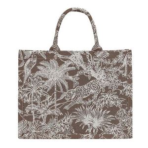 Sac fourre-tout personnalisé grande capacité en toile avec broderie florale, style rétro exquis, motif doodle, sac de shopping tendance pour femme - Product Image 3
