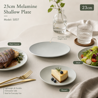 Assiettes à dîner en mélamine contemporaine de haute qualité, gris mat, durables, non toxiques, écologiques, rondes, pour restaurants et usage domestique, ensembles