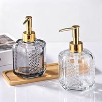 Flacon pulvérisateur de savon liquide en verre coloré de haute qualité 320 ml, vide, luxueux, mat, hexagonal avec pompe, sérigraphie, pour salle de bain