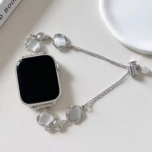 Bracelet en pierre œil-de-chat avec bracelet de montre en métal pour Apple Watch SE/8/7/6/5/4/3/21 - Product Image 1