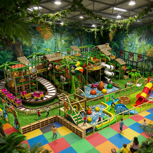 <span class=keywords><strong>Parc</strong></span> de jeux intérieur commercial pour enfants, thème Forêt et Dinosaures, avec labyrinthe, équipement de jeu souple et toboggan, structure de jeu personnalisable pour <span class=keywords><strong>parc</strong></span> d'attractions - Product Image 1