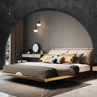 Mobilier de chambre à coucher design moderne en bois massif avec plateforme flottante et lit queen size ou king size