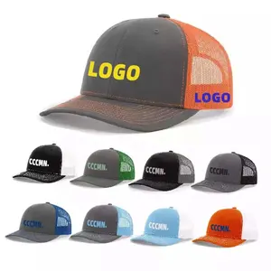 Custom 6 Panel Style 112 Blank Snap Back Hat Plain Black Trucker Cap Gorras Mesh Trucker Hat