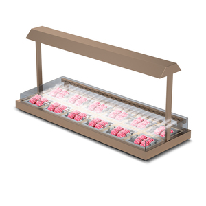 Máquina de hielo comercial de acero inoxidable con refrigeración por aire y una sola temperatura, tipo buffet/bain-marie, con mostrador y protector contra estornudos - Product Image 2