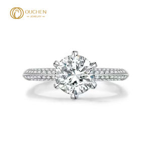 Cincin Berlian Buatan Laboratorium OUCHEN Custom Gia Igi Cvd, Cincin Emas/Emas Putih/Perak, Cincin Pernikahan/Tunangan, Perhiasan untuk Wanita - Product Image 1