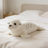 Peluche phoque blanc de haute qualité, personnalisable avec logo OEM, jouet en peluche animal marin, brodé, en polyester et coton PP, pour anniversaire, vente en gros