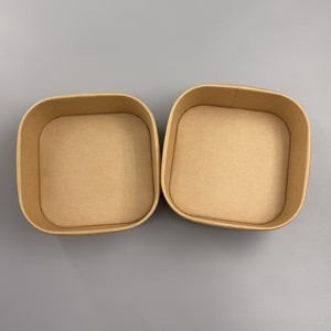 Bol en papier kraft carré personnalisé, recyclable, jetable, pour emballage de restauration rapide, adapté aux plats chauds et froids, fourni par l'usine. - Product Image 4