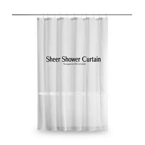 Rideau de douche transparent en tissu, style minimaliste, sans crochets D0100H7F06P - Product Image 1