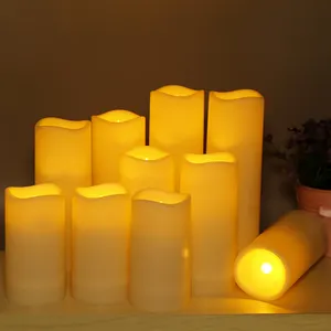 Flammenlose LED-Kerzenleuchte mit 10-Tasten-Ferntimer für Außenbereiche und Innenbereiche wasserdichtes batteriebetriebenes Kerzenset mit 12 Teilen