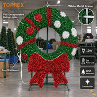Guirlande de Noël géante TOPREX 140 cm 3D avec nœud rouge, étanche IP65, illuminée par LED, pour la décoration de portes et murs de villas – Expert