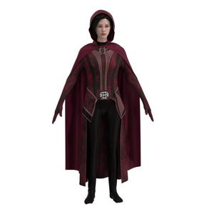 Costume de sorcière rouge pour soirée dansante, costume de cosplay pour femmes adultes, tenue de film et de télévision avec cape, leggings et haut - Product Image 2